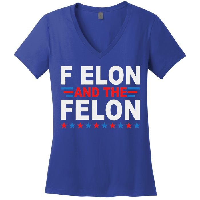 F Elon And The Felon Women's V-Neck T-Shirt