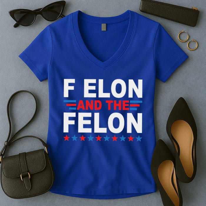 F Elon And The Felon Women's V-Neck T-Shirt