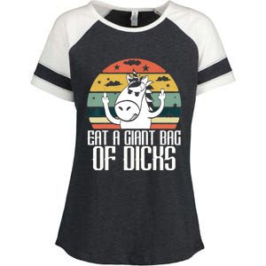 Funny Eat A Giant Bag Of Dicks Gift Funny Unicorn Apparel Item Gift Enza Ladies Jersey Colorblock Tee