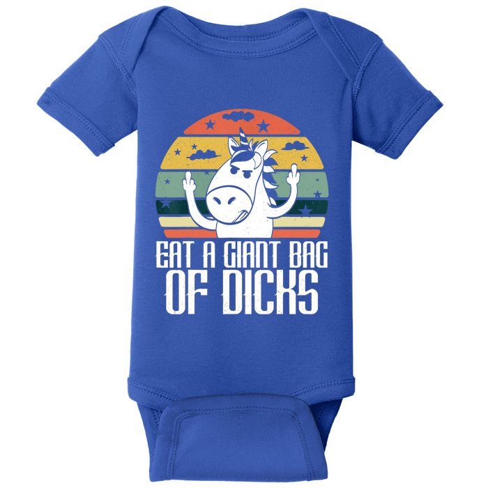 Funny Eat A Giant Bag Of Dicks Gift Funny Unicorn Apparel Item Gift Baby Bodysuit