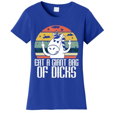 Funny Eat A Giant Bag Of Dicks Gift Funny Unicorn Apparel Item Gift Women's T-Shirt