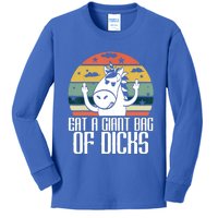 Funny Eat A Giant Bag Of Dicks Gift Funny Unicorn Apparel Item Gift Kids Long Sleeve Shirt