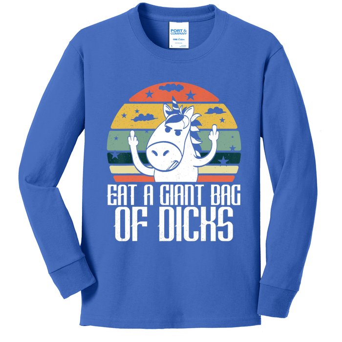 Funny Eat A Giant Bag Of Dicks Gift Funny Unicorn Apparel Item Gift Kids Long Sleeve Shirt