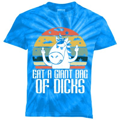 Funny Eat A Giant Bag Of Dicks Gift Funny Unicorn Apparel Item Gift Kids Tie-Dye T-Shirt