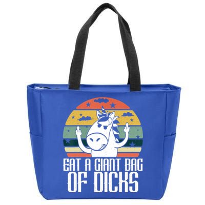 Funny Eat A Giant Bag Of Dicks Gift Funny Unicorn Apparel Item Gift Zip Tote Bag