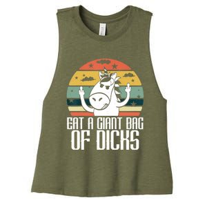 Funny Eat A Giant Bag Of Dicks Gift Funny Unicorn Apparel Item Gift Women's Racerback Cropped Tank