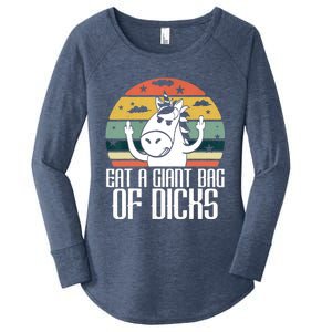 Funny Eat A Giant Bag Of Dicks Gift Funny Unicorn Apparel Item Gift Women's Perfect Tri Tunic Long Sleeve Shirt