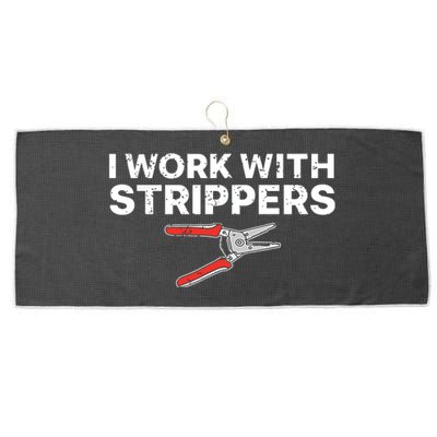 Funny Electrician Art For Dad Electronics Engineer Humor Large Microfiber Waffle Golf Towel