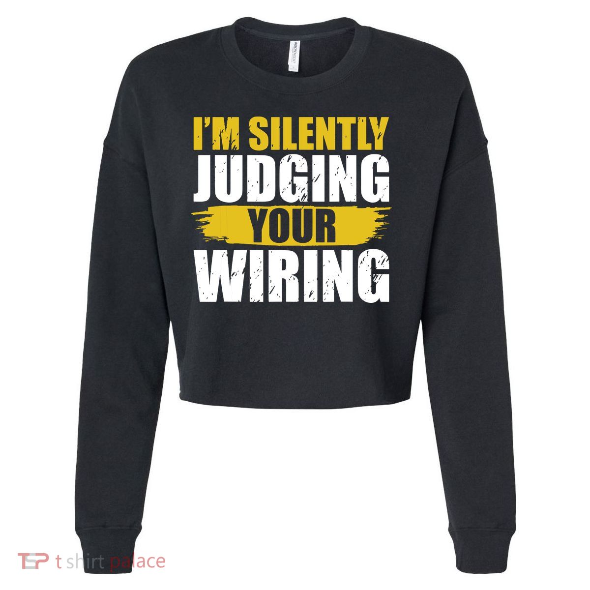 Funny Electrician Art For Electricity Gag Electrician Cropped Pullover Crew