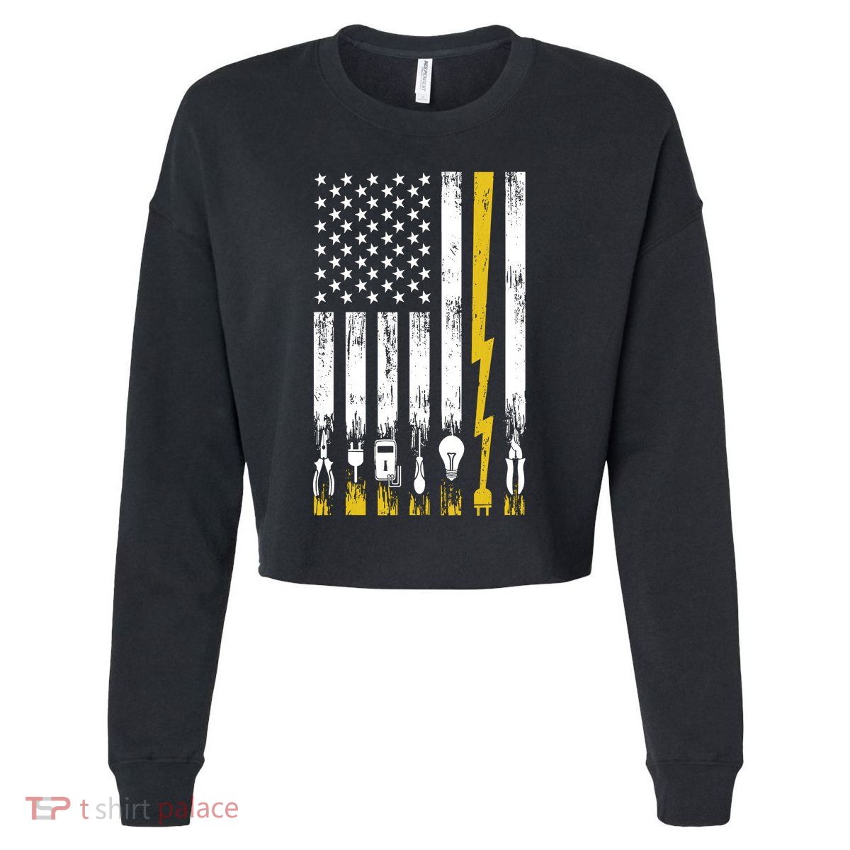 Funny Electrician Art Women Electrical Engineer Lineman Cropped Pullover Crew