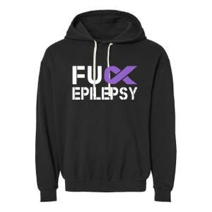 Fuck Epilepsy Awareness Month Purple Ribbon Warrior Fighter Cute Gift Garment-Dyed Fleece Hoodie