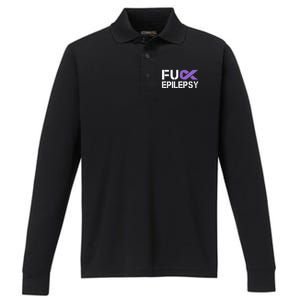 Fuck Epilepsy Awareness Month Purple Ribbon Warrior Fighter Cute Gift Performance Long Sleeve Polo