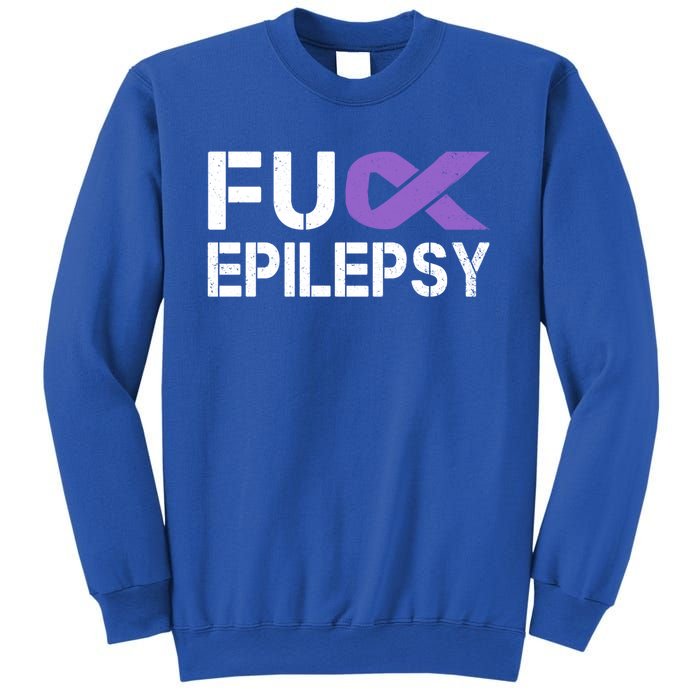 Fuck Epilepsy Awareness Month Purple Ribbon Warrior Fighter Cute Gift Sweatshirt