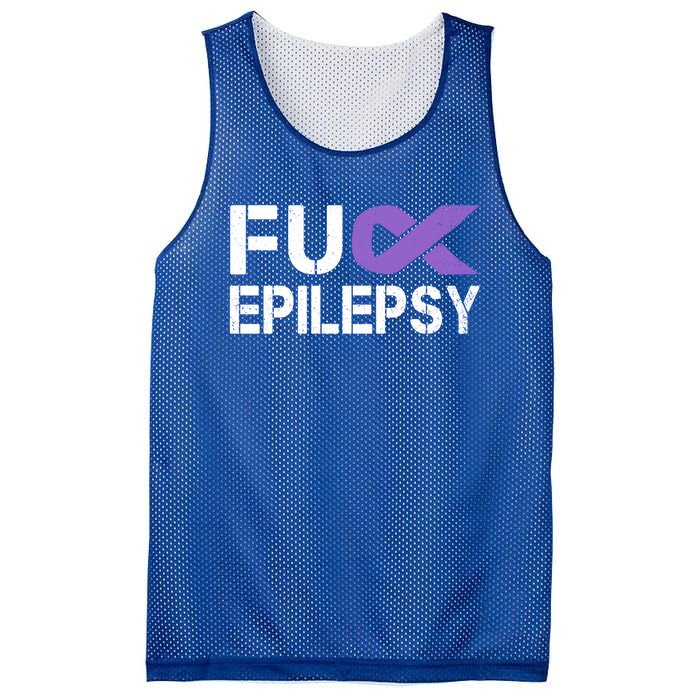 Fuck Epilepsy Awareness Month Purple Ribbon Warrior Fighter Cute Gift Mesh Reversible Basketball Jersey Tank