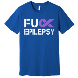 Fuck Epilepsy Awareness Month Purple Ribbon Warrior Fighter Cute Gift Premium T-Shirt