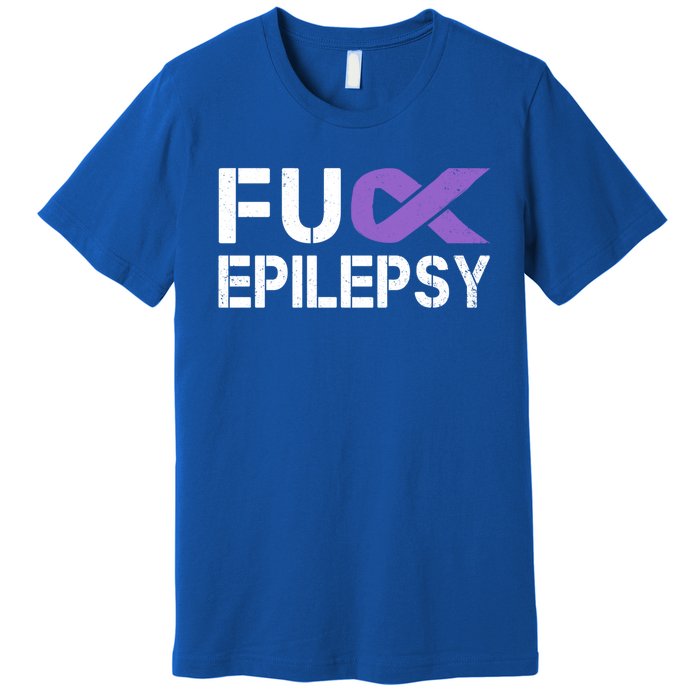 Fuck Epilepsy Awareness Month Purple Ribbon Warrior Fighter Cute Gift Premium T-Shirt