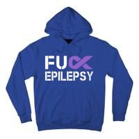 Fuck Epilepsy Awareness Month Purple Ribbon Warrior Fighter Cute Gift Tall Hoodie