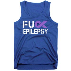 Fuck Epilepsy Awareness Month Purple Ribbon Warrior Fighter Cute Gift Tank Top