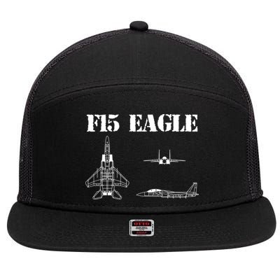 F15 Eagle Airplane Pilot 7 Panel Mesh Trucker Snapback Hat