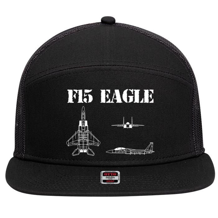 F15 Eagle Airplane Pilot 7 Panel Mesh Trucker Snapback Hat