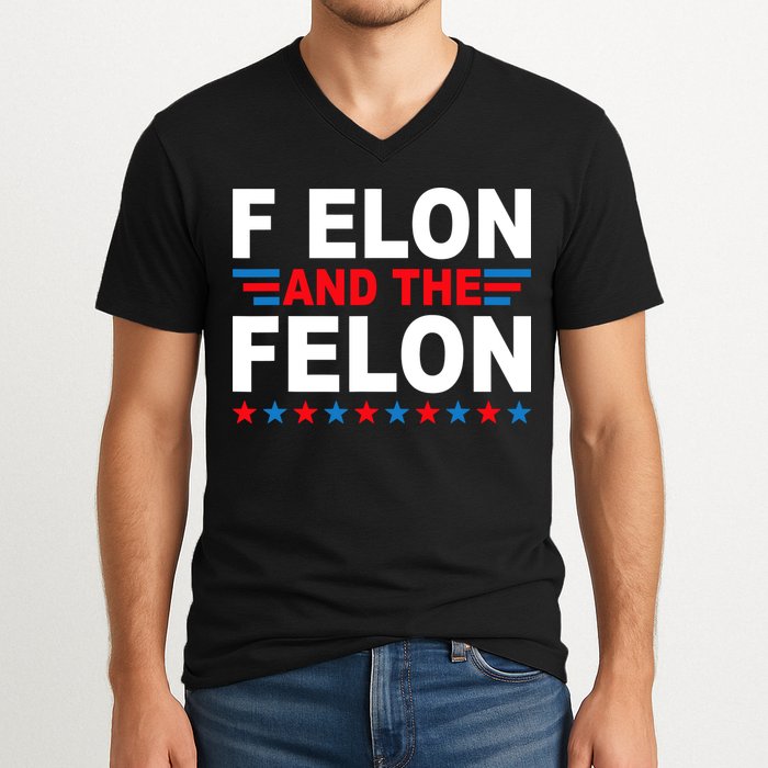 F Elon And The Felon V-Neck T-Shirt