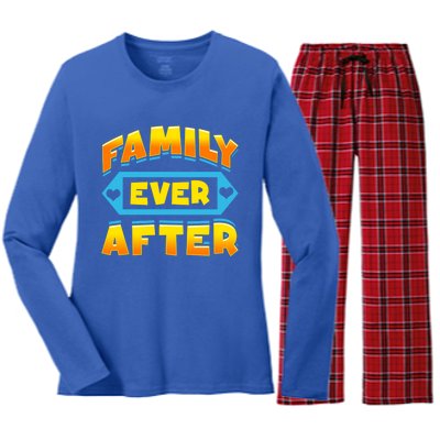 Family Ever After Happy Adoption Awareness Month Cute Gift Women's Long Sleeve Flannel Pajama Set 