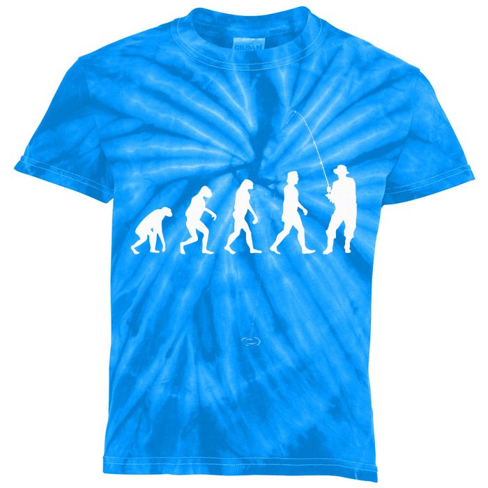 Fisherman Evolution Angler Fishing Kids Tie-Dye T-Shirt