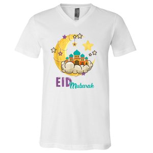 Family Eid Al Fitr Eid Mubarak V-Neck T-Shirt