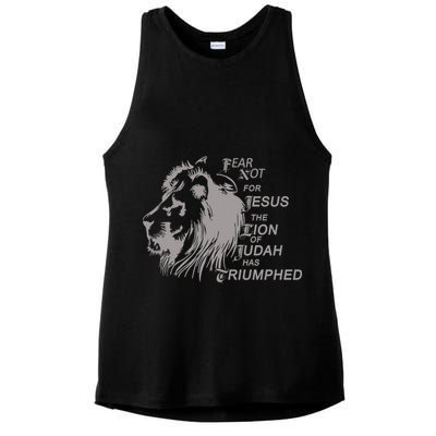 Fear Not For Jesus The Lion Of Judah Has Triumphed Ladies PosiCharge Tri-Blend Wicking Tank