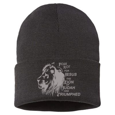 Fear Not For Jesus The Lion Of Judah Has Triumphed Sustainable Knit Beanie