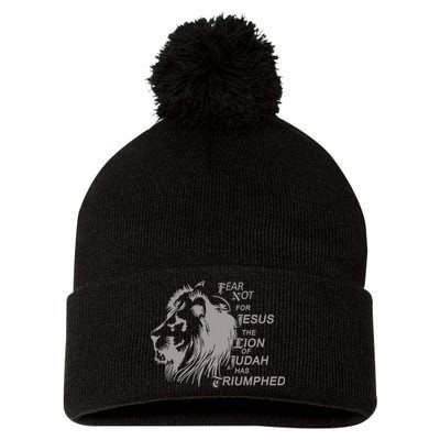 Fear Not For Jesus The Lion Of Judah Has Triumphed Pom Pom 12in Knit Beanie