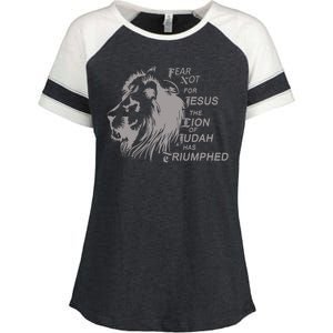 Fear Not For Jesus The Lion Of Judah Has Triumphed Enza Ladies Jersey Colorblock Tee