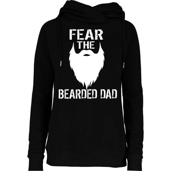 Fear The Bearded Dad Womens Funnel Neck Pullover Hood