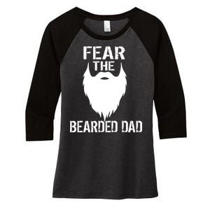 Fear The Bearded Dad Women's Tri-Blend 3/4-Sleeve Raglan Shirt