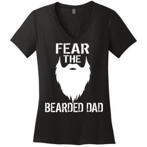 Fear The Bearded Dad Women's V-Neck T-Shirt