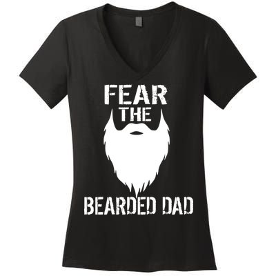 Fear The Bearded Dad Women's V-Neck T-Shirt