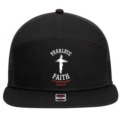 Fearless Faith Be Strong And Courageous 7 Panel Mesh Trucker Snapback Hat