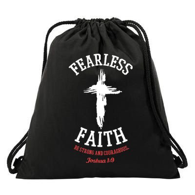 Fearless Faith Be Strong And Courageous Drawstring Bag