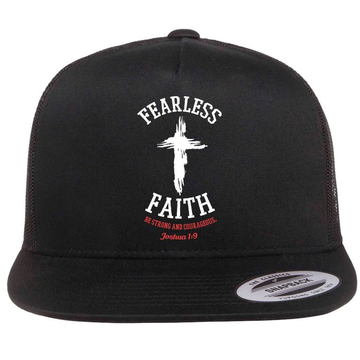 Fearless Faith Be Strong And Courageous Flat Bill Trucker Hat