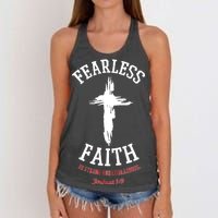 Fearless Faith Be Strong And Courageous Women's Knotted Racerback Tank