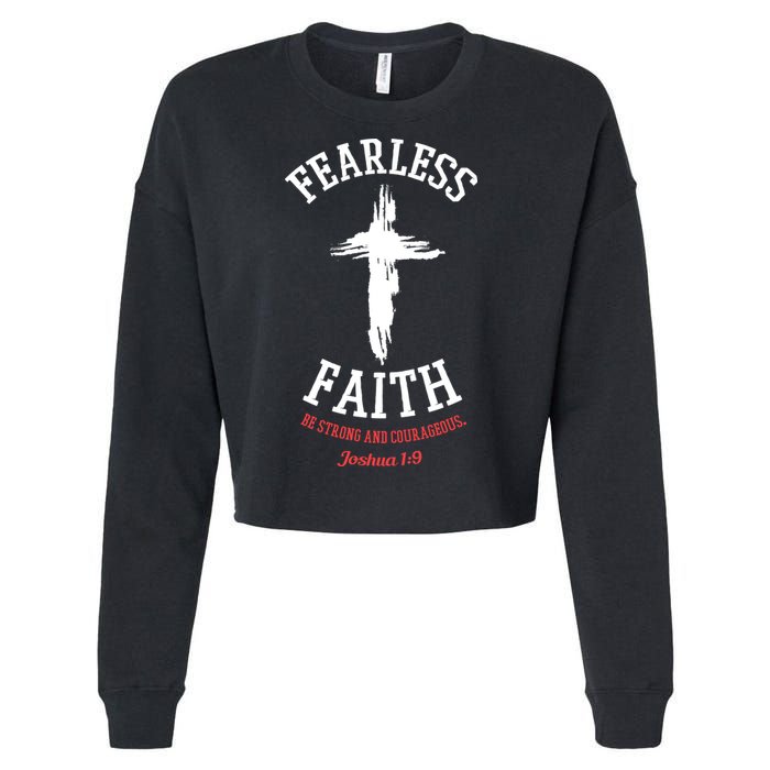 Fearless Faith Be Strong And Courageous Cropped Pullover Crew