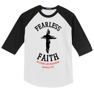 Fearless Faith Be Strong And Courageous Kids Colorblock Raglan Jersey