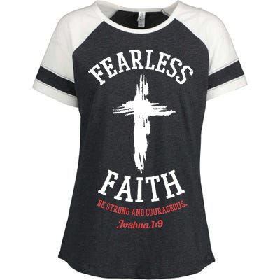 Fearless Faith Be Strong And Courageous Enza Ladies Jersey Colorblock Tee