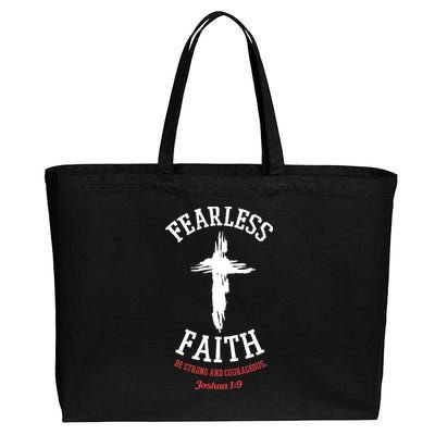 Fearless Faith Be Strong And Courageous Cotton Canvas Jumbo Tote