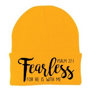 Fearless For He With Me Psalm 27:1 Knit Cap Winter Beanie