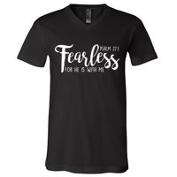 Fearless For He With Me Psalm 27:1 V-Neck T-Shirt