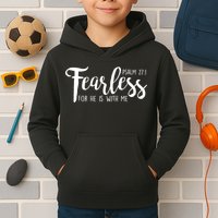 Fearless For He With Me Psalm 27:1 Kids Hoodie