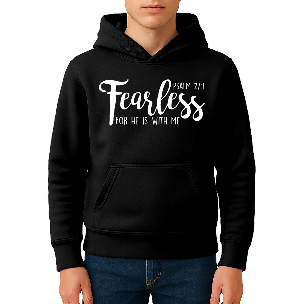 Fearless For He With Me Psalm 27:1 Kids Hoodie