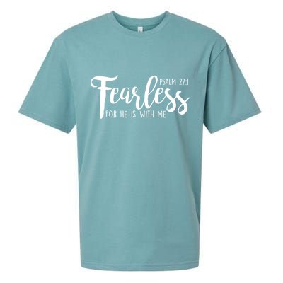 Fearless For He With Me Psalm 27:1 Sueded Cloud Jersey T-Shirt