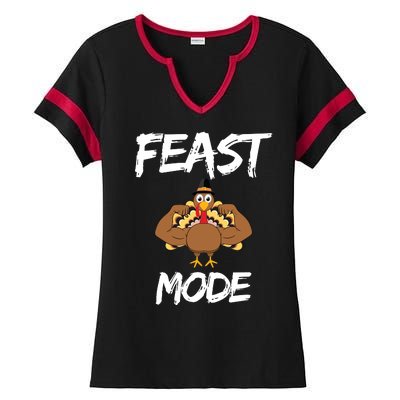 Feast Mode Thanksgiving Turkey Biceps Ladies Halftime Notch Neck Tee